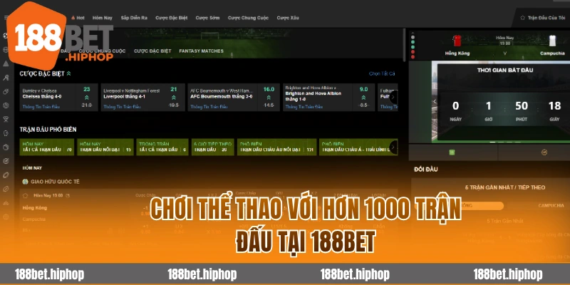 188bet link 38 Chơi thể thao với hơn 1000 trận đấu tại 188BET